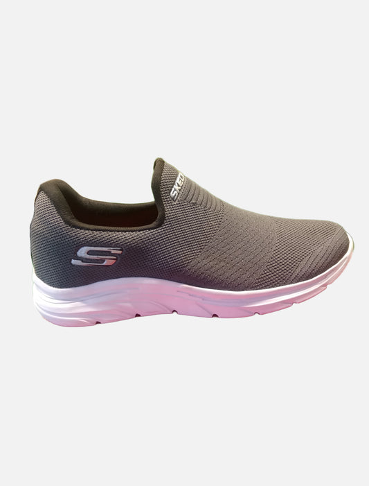 Comfortable Grey Slip-On Shoes with Breathable Mesh Body and cushioned bed