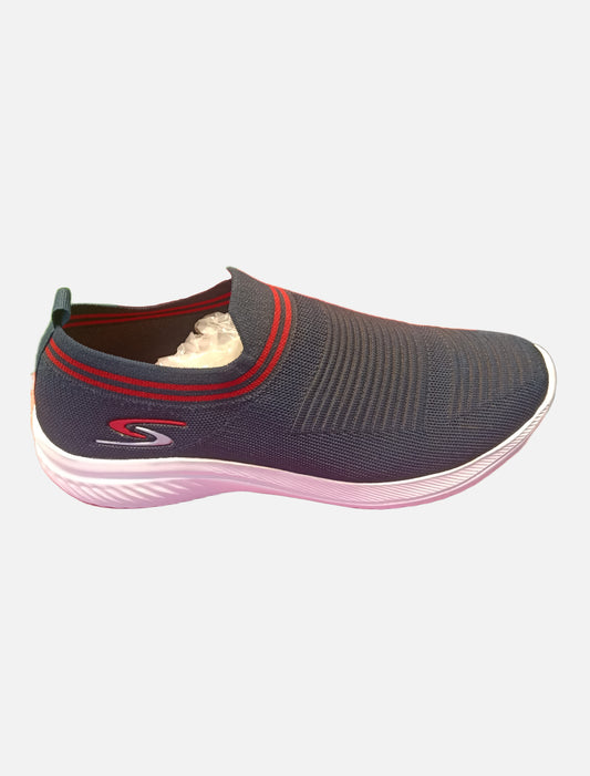 Black Slip-On Shoe with Red Accent