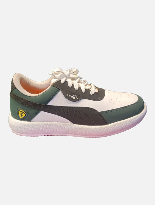 White and Green Sneakers with black accent - Sneakers series