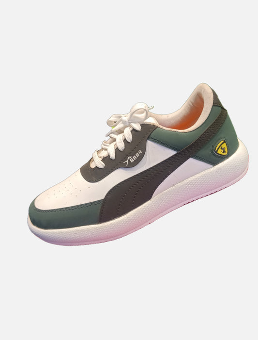 White and Green Sneakers with black accent - Sneakers series