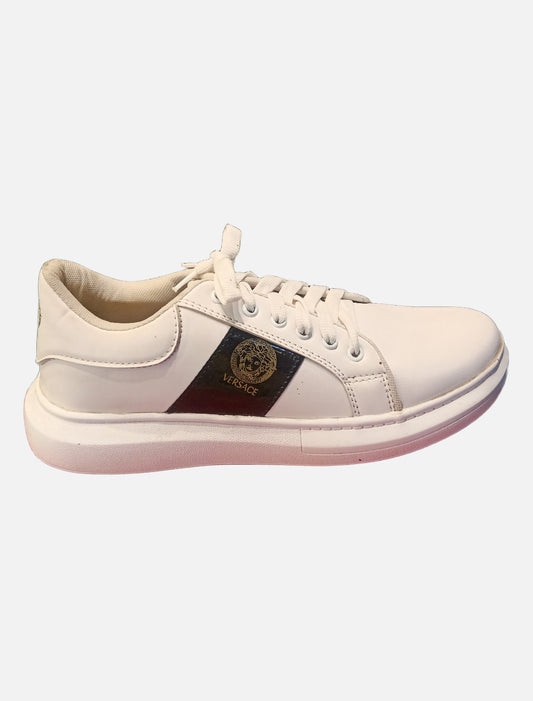 Versace White shoes with  a Dark Brown Patch on side