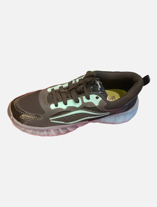 Black Casual Shoes with Light Green Accent